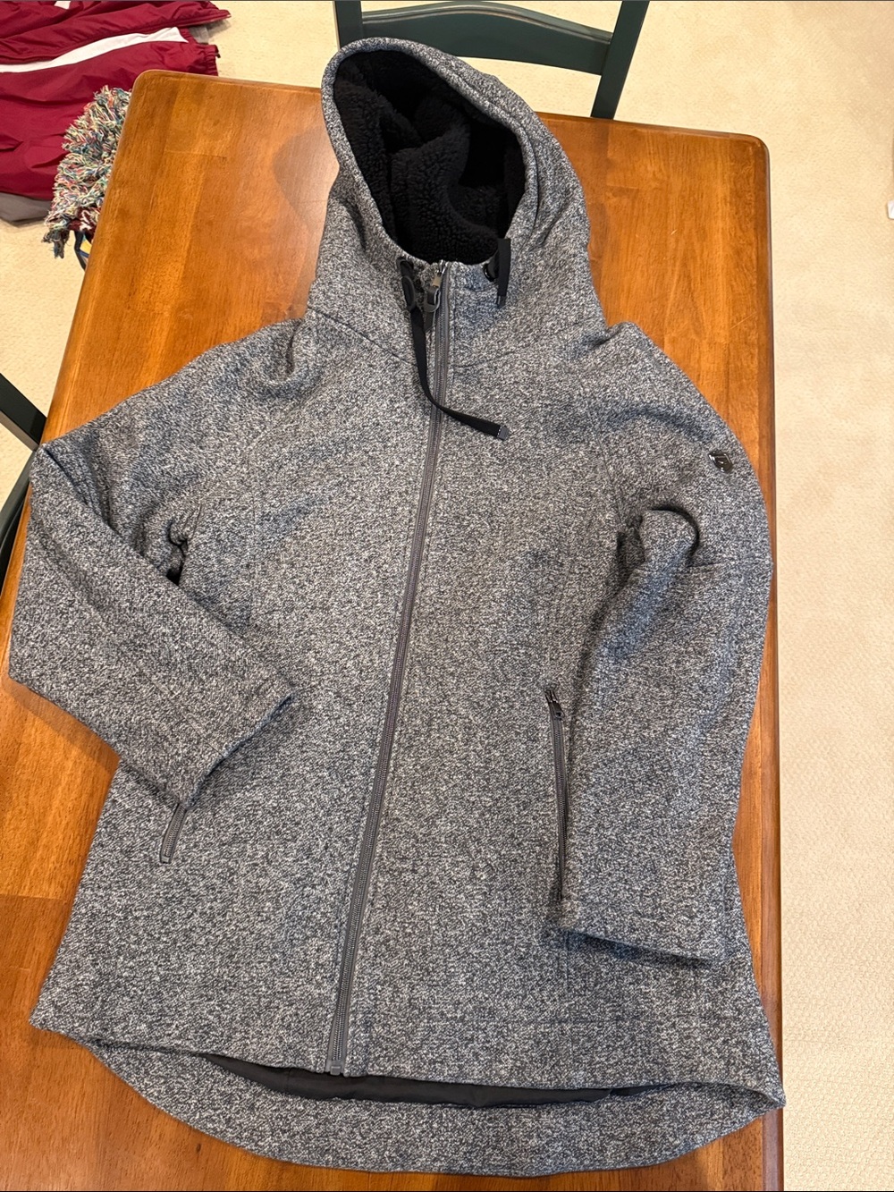 1 Madison Gray Hooded Zip Puffer Jacket